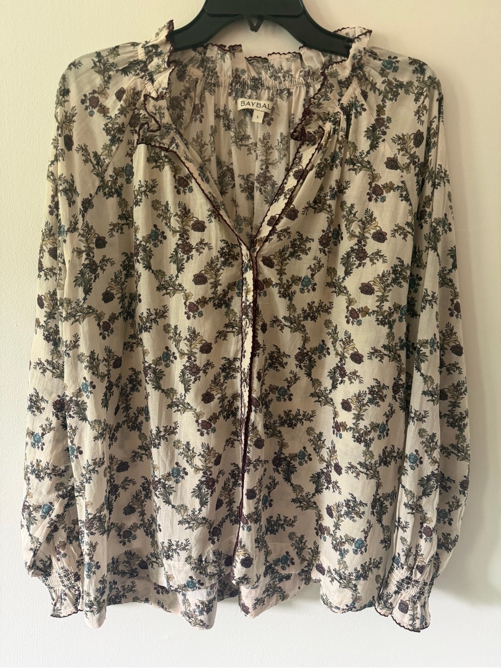 Baybala Harper Top Harvest Toile Floral Blouse Size L Like New - Picture 3 of 5